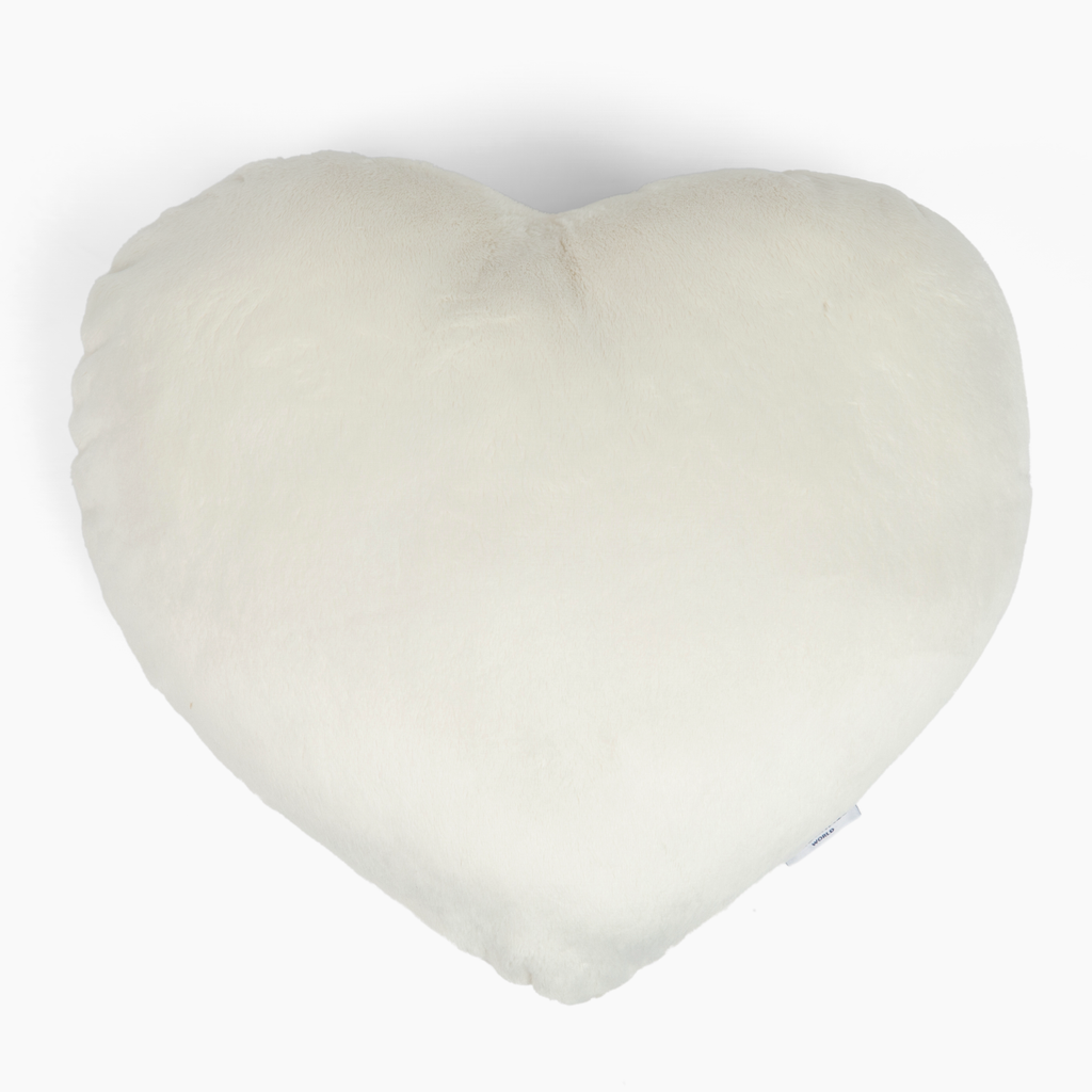 This photo shows our Ivory Super Sized Heart to Hug Pillow on a white background